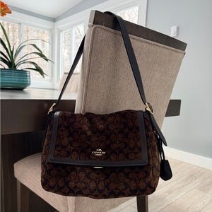 Coach Large Etta Flap Bag in Signature Chenille